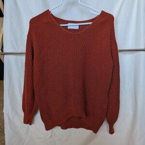 Old Navy Shaker-Stitch V-Neck Sweater | Soft Terracotta | Women’s Size Small